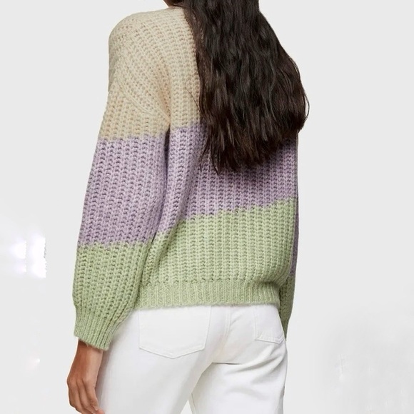 Topshop Colorblock Mock Neck Sweater Size 4 6 S Pastel Chunky Knit Jumper Winter - Picture 2 of 7